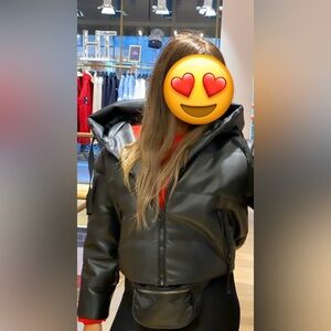 Zara Black Puffer Jacket with Hood